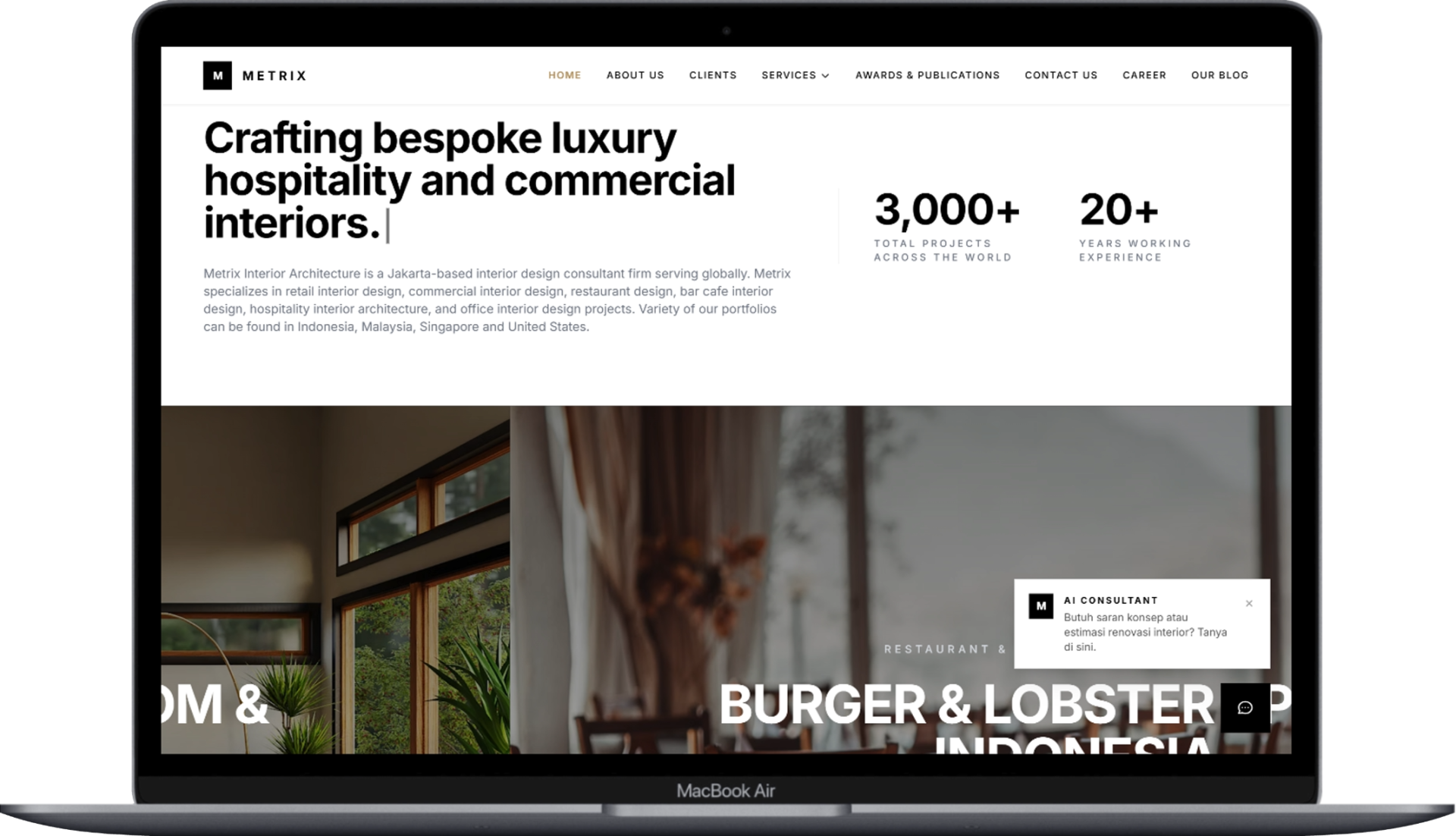 Modern Dashboard Website on Laptop Mockup